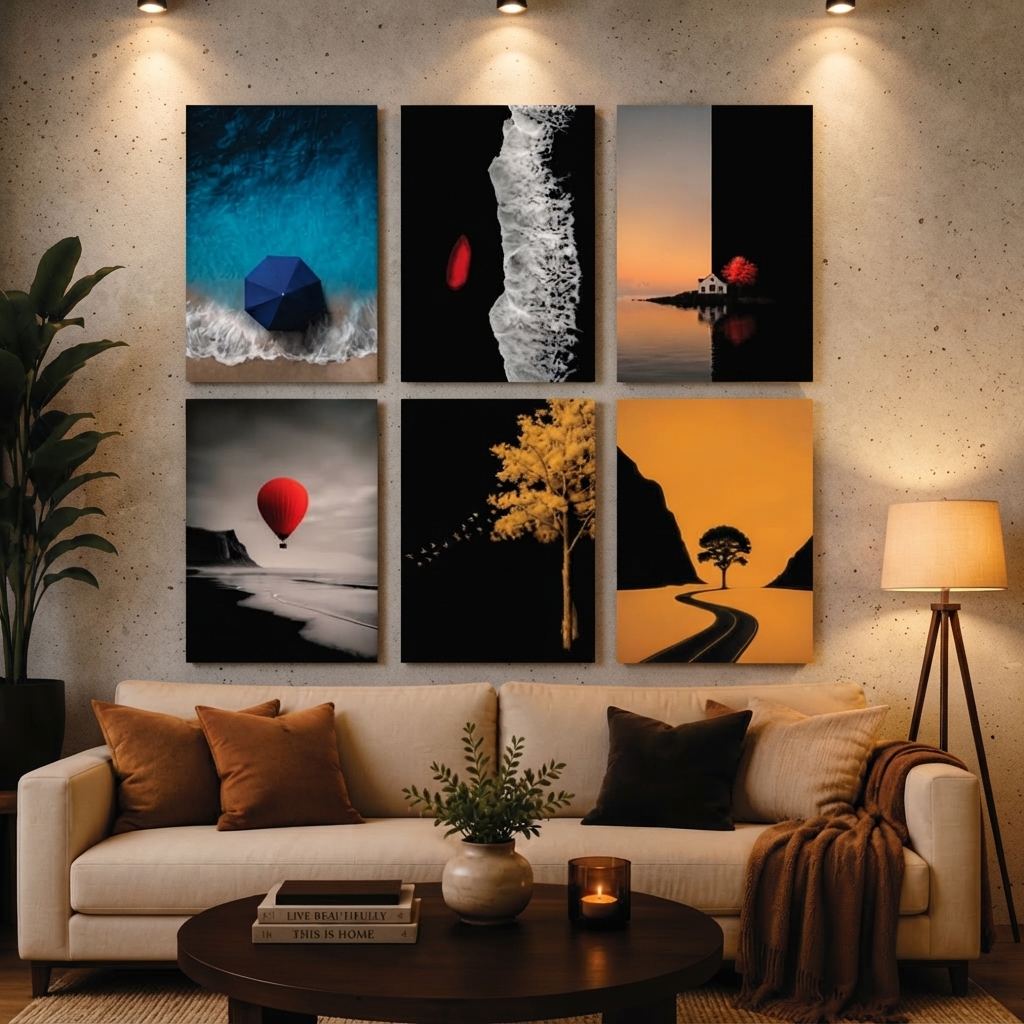 Set of 6 Premium Wall Art Photo Tiles – Home Decor Accessory Designed For Interior Styling - Size: 8x11
