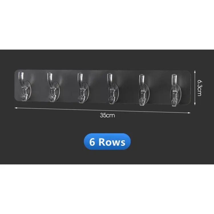 Adhesive 6-Hook Wall Hanger - Perfect for kitchens Bathrooms or Bedrooms Pack of 4 view 2