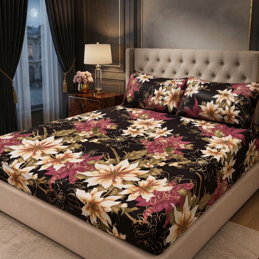 3D Crystal Cotton 3-piece Bedsheet Set view 2