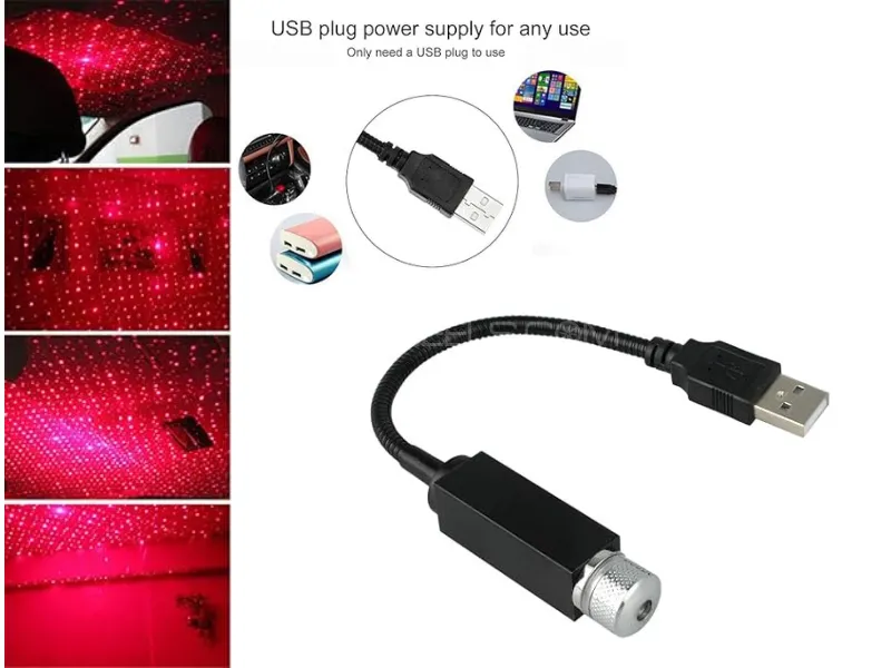 Mini LED Car Roof Star Night Light Projector – Magical Galaxy Ambient Lighting for Car Interior, USB Powered Decorative Starry Sky Lamp view 4