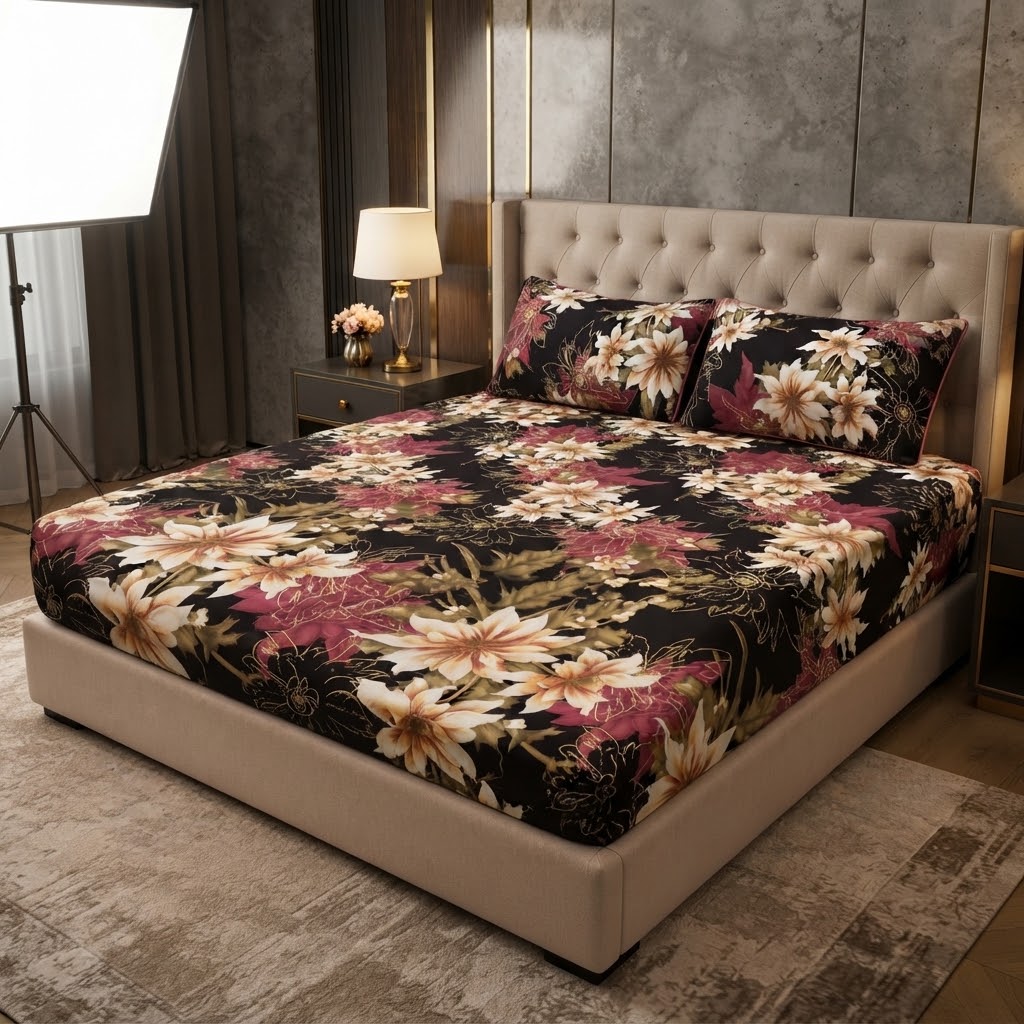 3D Crystal Cotton 3-piece Bedsheet Set view 3