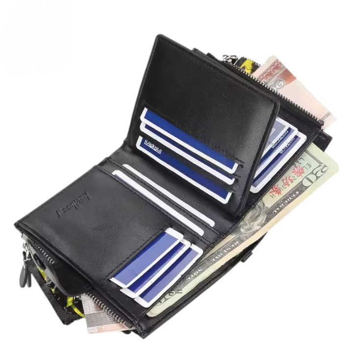 Genuine Baellerry Buffalo Leather Wallet Classic Trifold Edition - Fashion Accessory Designed For Cash Storage And Daily Carry Routine view 2