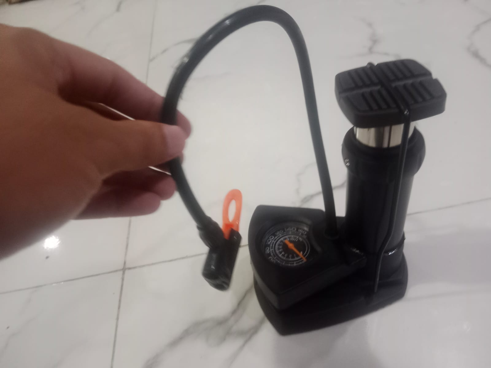 MFP-100 PRO Compact Foot Inflator Pump With Pressure Gauge And Multi-Valve Adapters For Cars, Bikes, Balls And Inflatables (Random Color) view 3