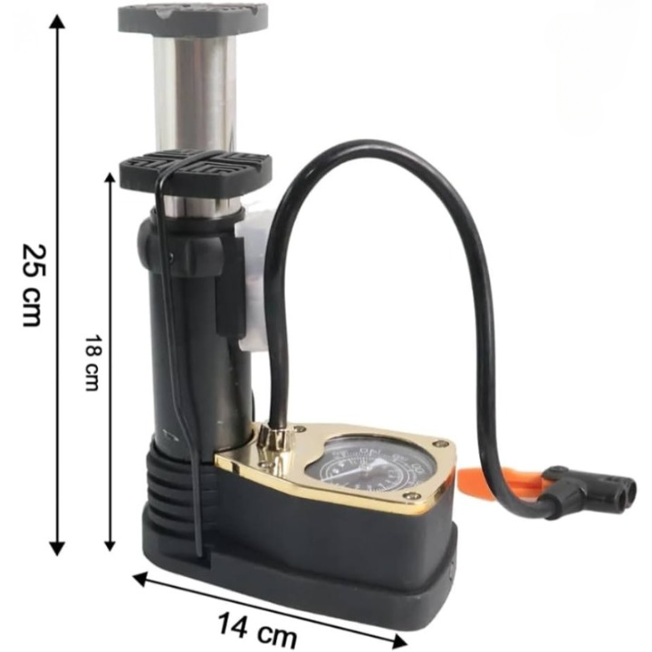 High Pressure Foot Air Pump With Pressure Gauge Golden - Utility Accessory Designed For Inflation And Daily Equipment Maintenance Routine view 3