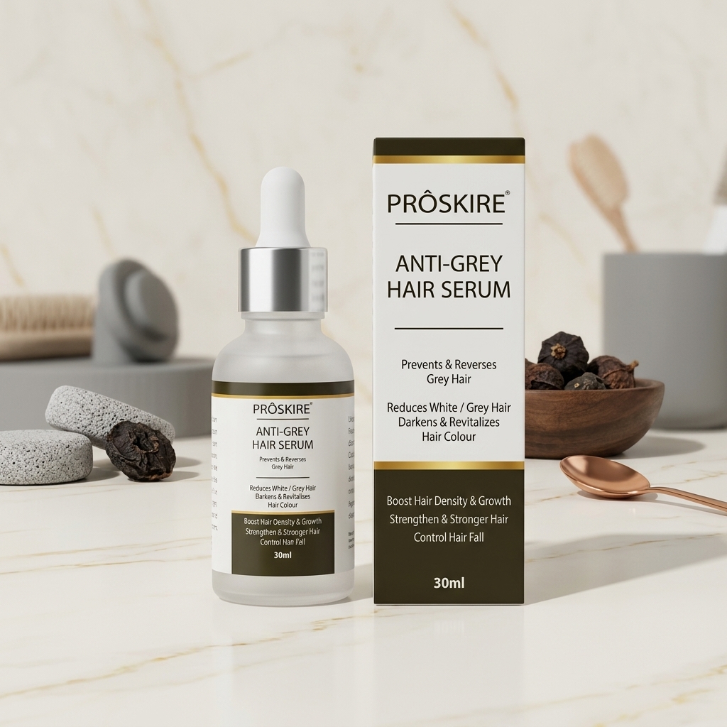 Proskire Anti-Grey Hair Serum 30ml Reduces White Hair - Darkens & Revitalizes Hair Color view 2