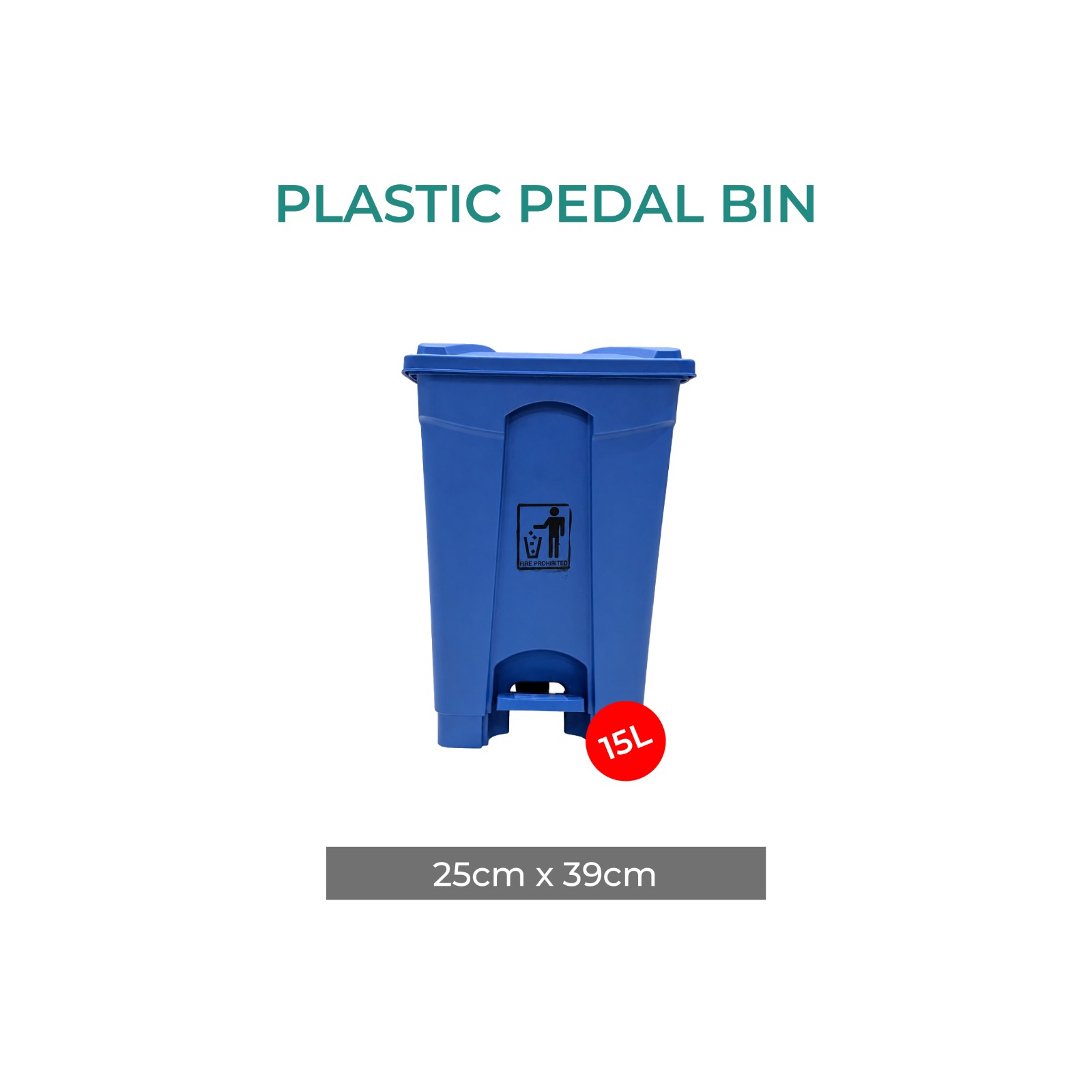 Royal 15L Plastic Pedal Bin (25 cm × 39cm) – Heavy-Duty Foot-Operated Dustbin for Commercial & Office Use (Random colours) thumbnail 2