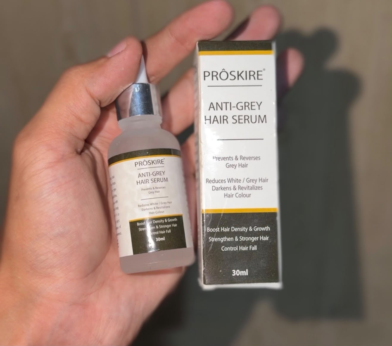 Proskire Anti-Grey Hair Serum 30ml Reduces White Hair - Darkens & Revitalizes Hair Color view 3