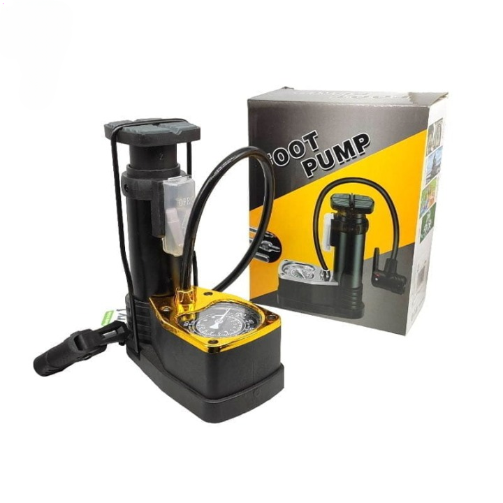 High Pressure Foot Air Pump With Pressure Gauge Golden - Utility Accessory Designed For Inflation And Daily Equipment Maintenance Routine