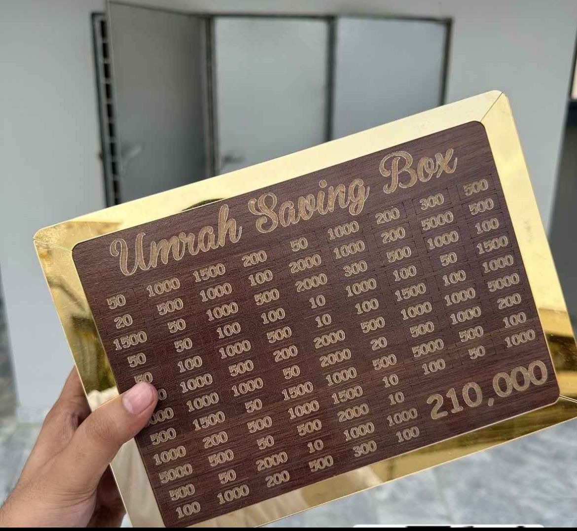 Wooden Umrah Saving Box – Premium 210,000 Goal Money Box For Umrah Fund, Elegant Islamic Design Charity And Donation Storage Box view 4