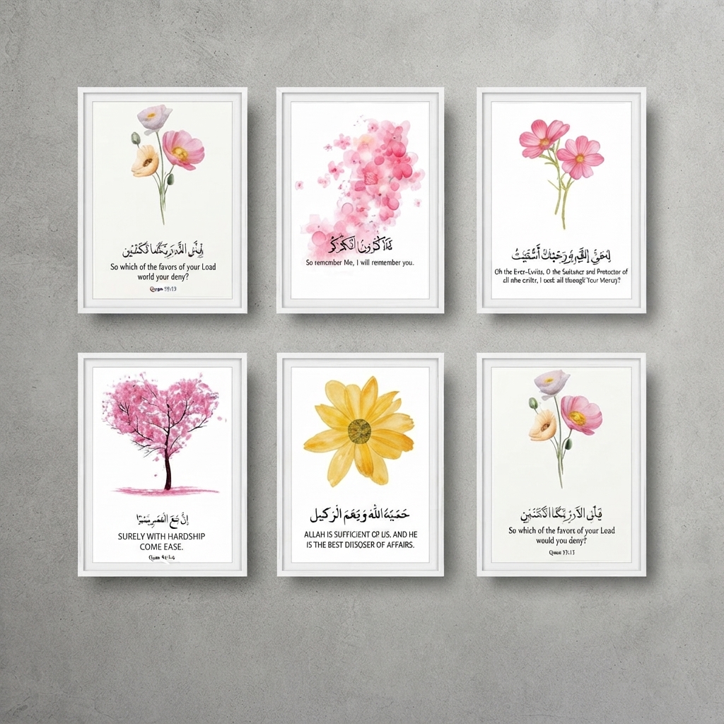 Set of 5 Premium Wall Art Photo Tiles – Home Decor Accessory Designed For Interior Styling And Daily Living Space Routine - Size:  8x11