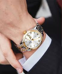 Premium Two-Tone Quartz Watch - Silver & Golden Chain view 3
