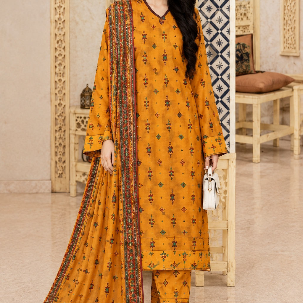 Unstitched Salim Design-08 3 Piece Printed Lawn Suit view 3