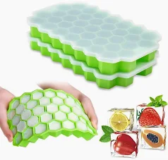 Silicone Honeycomb Ice Cube Tray with Lid (Random Color)