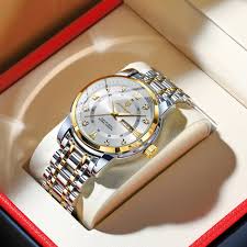 Premium Two-Tone Quartz Watch - Silver & Golden Chain view 2