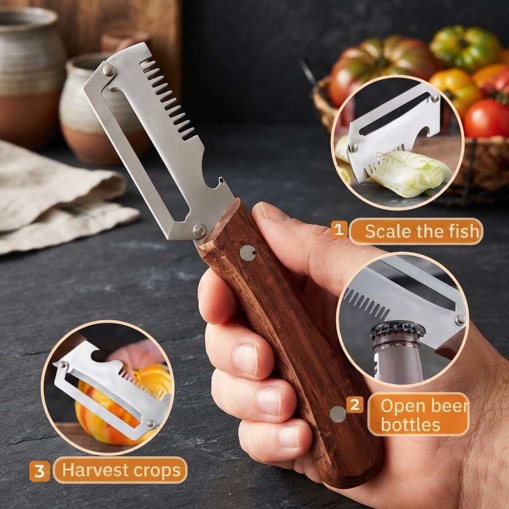 Multi-Functional Wooden Handle Kitchen Peeler Set view 4