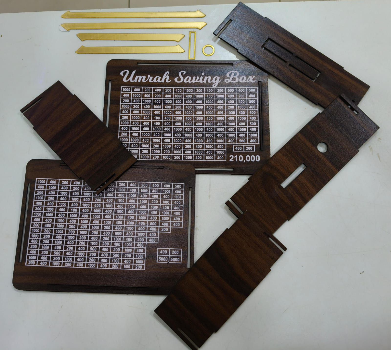 Wooden Umrah Saving Box – Premium 210,000 Goal Money Box For Umrah Fund, Elegant Islamic Design Charity And Donation Storage Box view 3