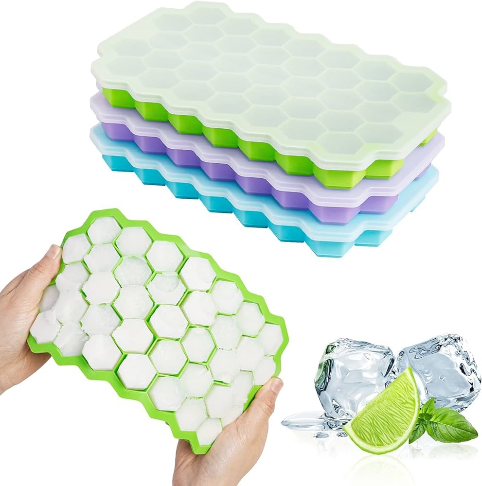 Silicone Honeycomb Ice Cube Tray with Lid (Random Color) view 3