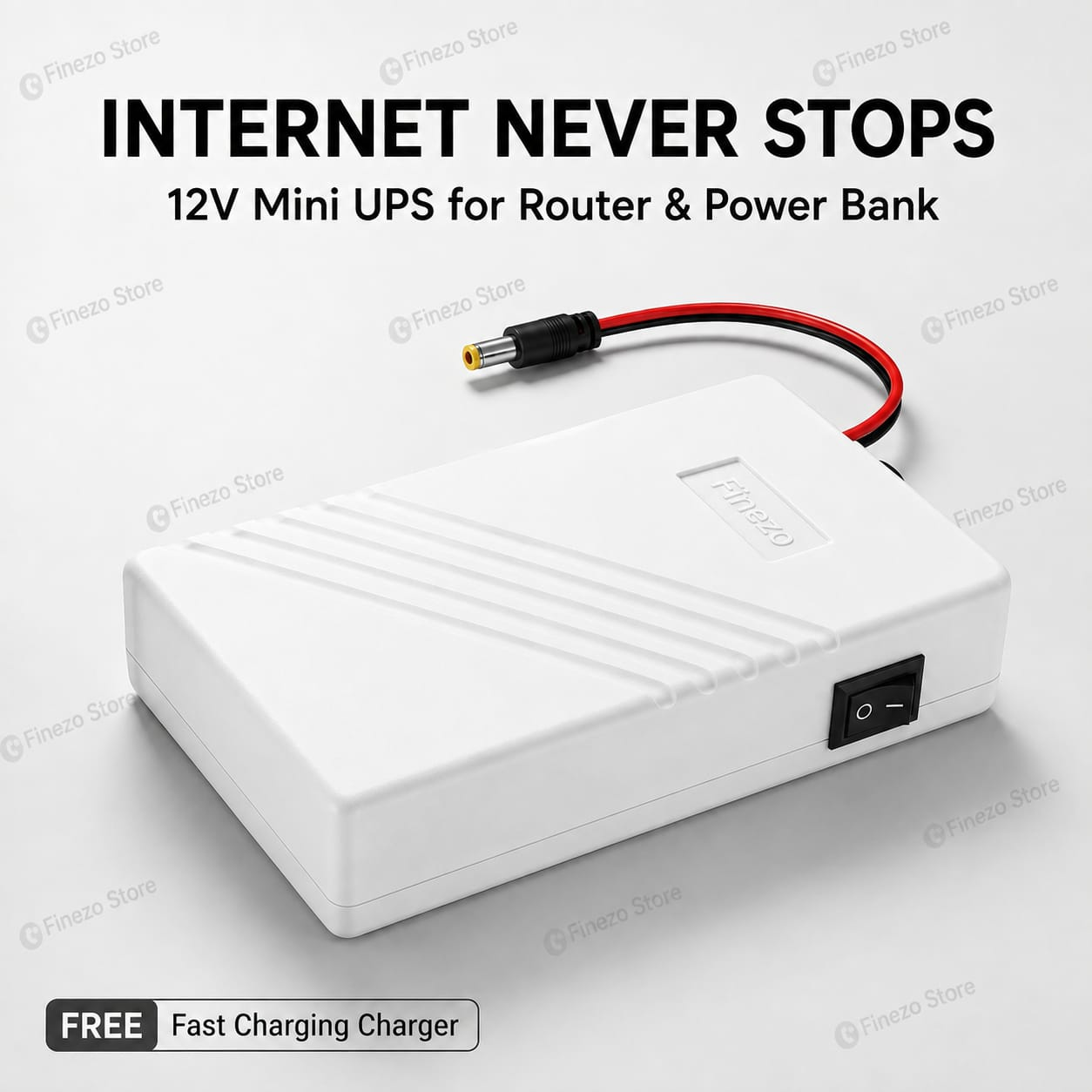 Finezo WiFi Power Bank 12000mAh – 1A, 1.5A & 2A Mini UPS for WiFi Devices – 5-6 Hours Backup – Portable Power Backup for WiFi During Load Shedding view 4