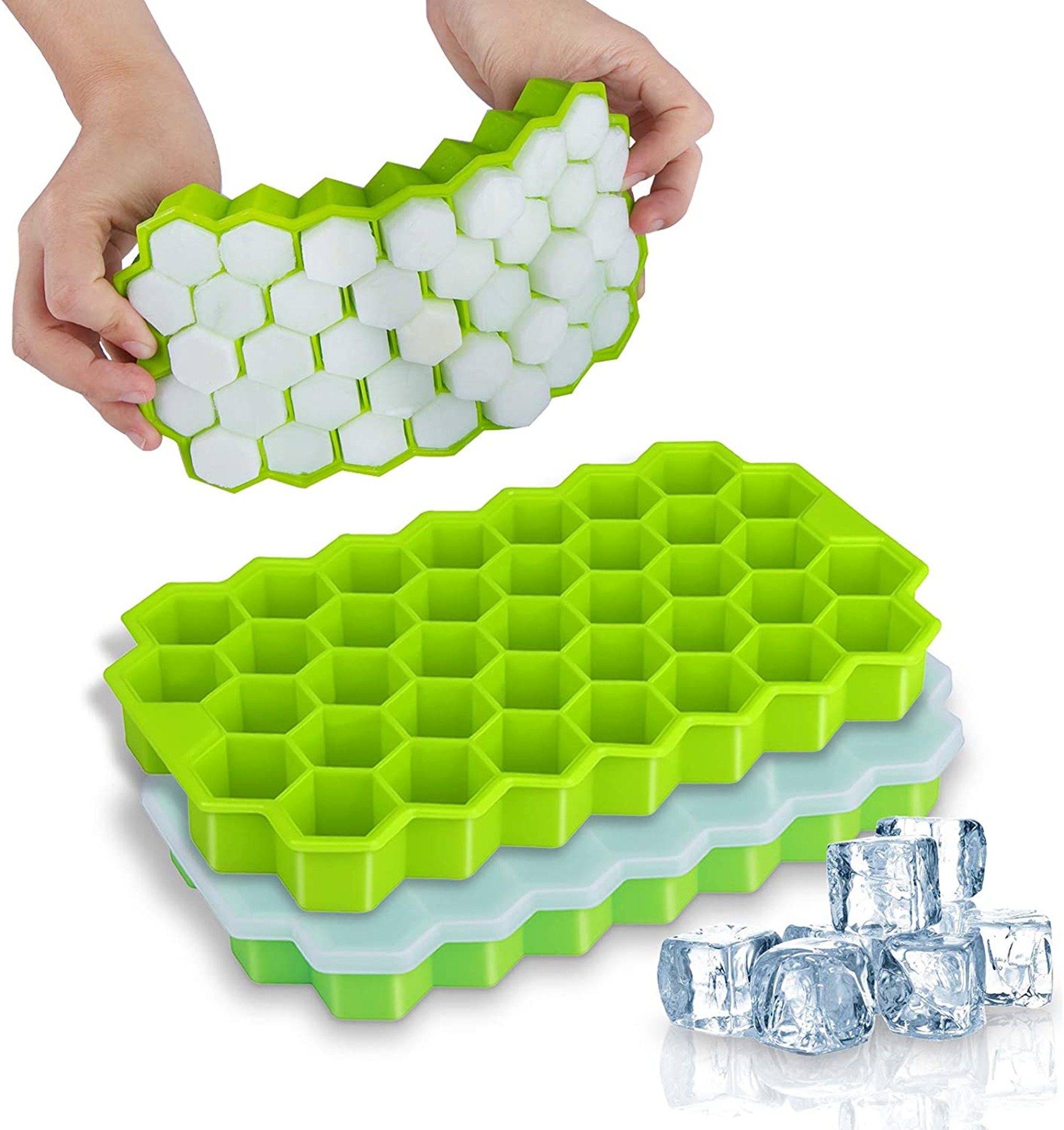Silicone Honeycomb Ice Cube Tray with Lid (Random Color) view 4