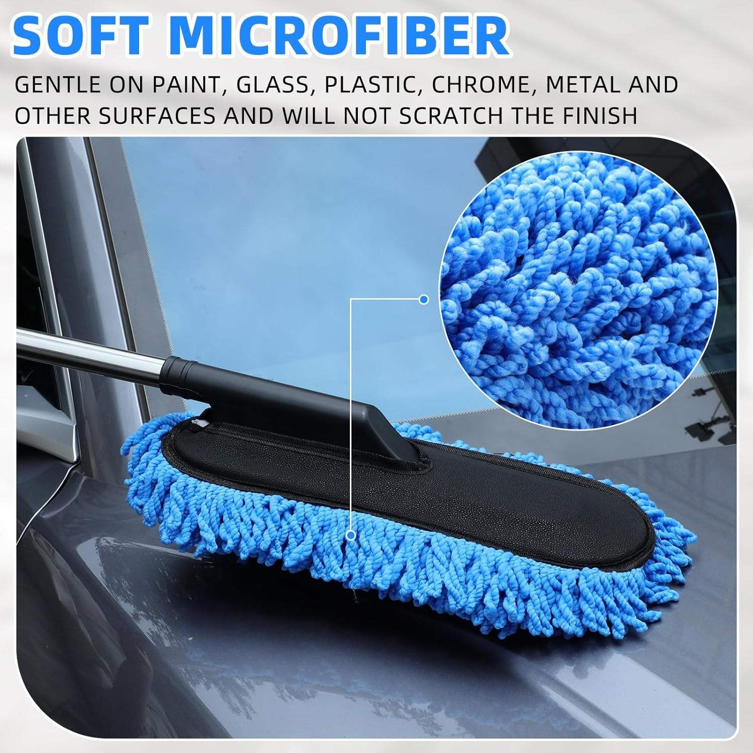 Microfiber Car Duster with Extendable Handle – Scratch-Free Auto Dust Cleaner view 2