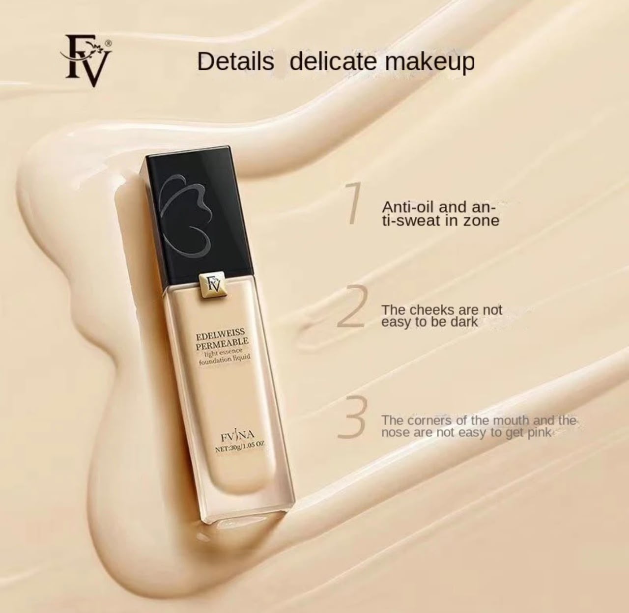 1 PCs FV Edelweiss Permeable Light Essence Foundation Liquid view 3