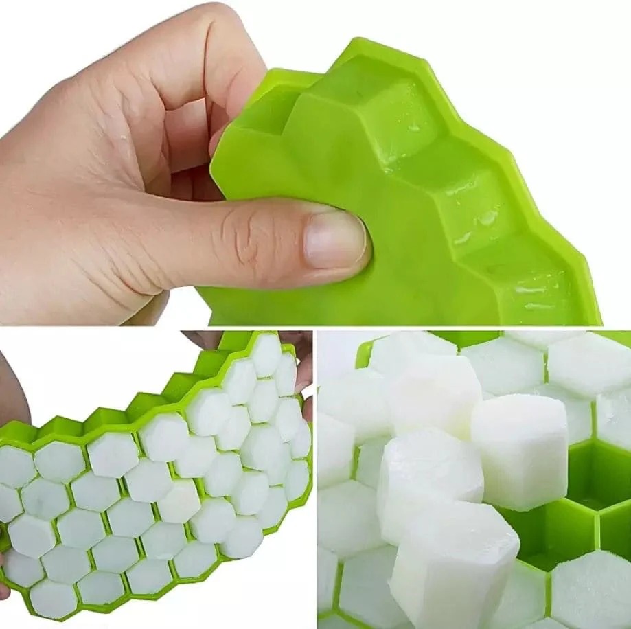 Silicone Honeycomb Ice Cube Tray with Lid (Random Color) view 2