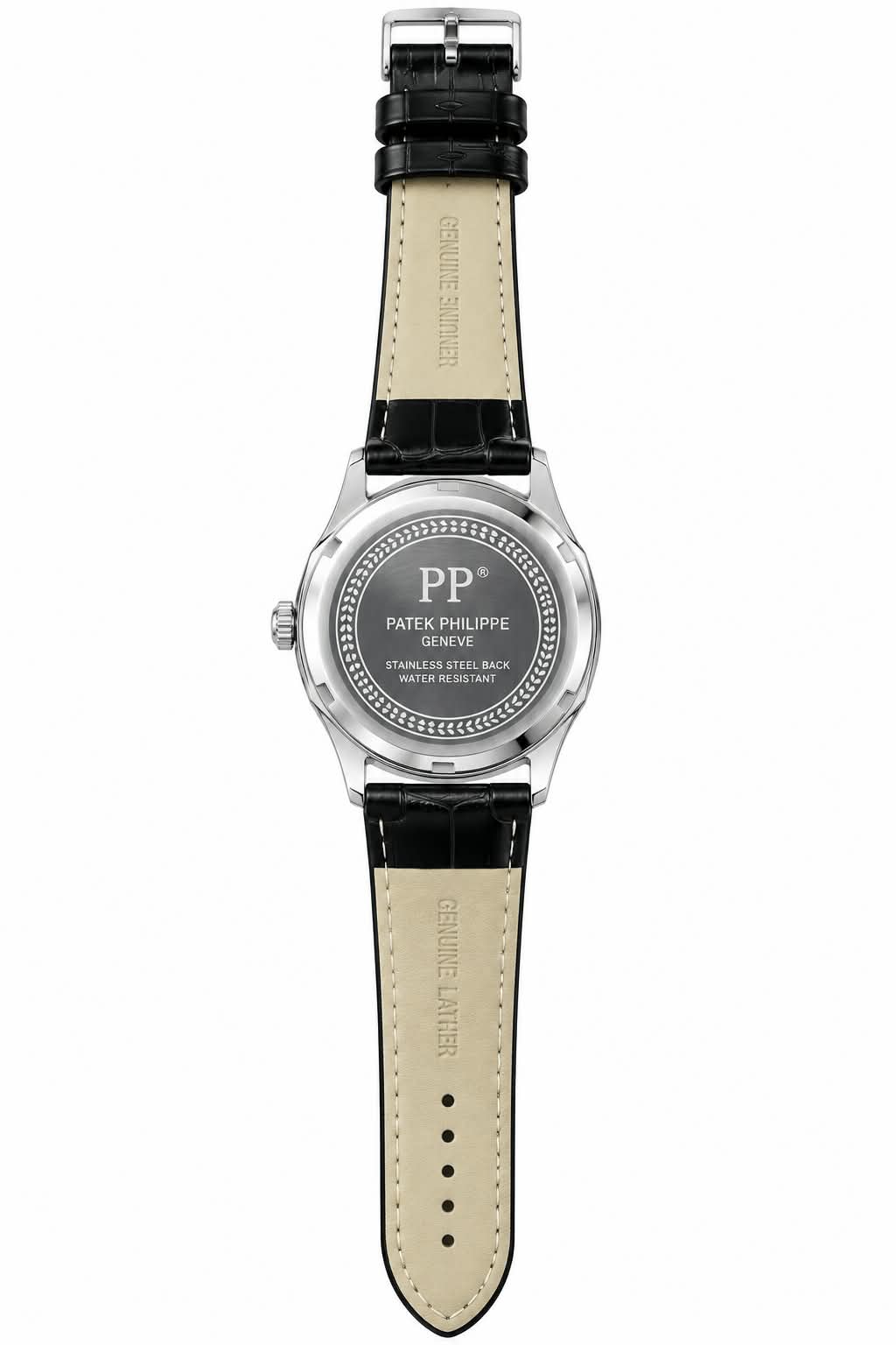 Patek Philippe Inspired Leather Strap Watch - Timepiece Accessory Designed For Wrist Timekeeping And Daily Fashion Routine view 3