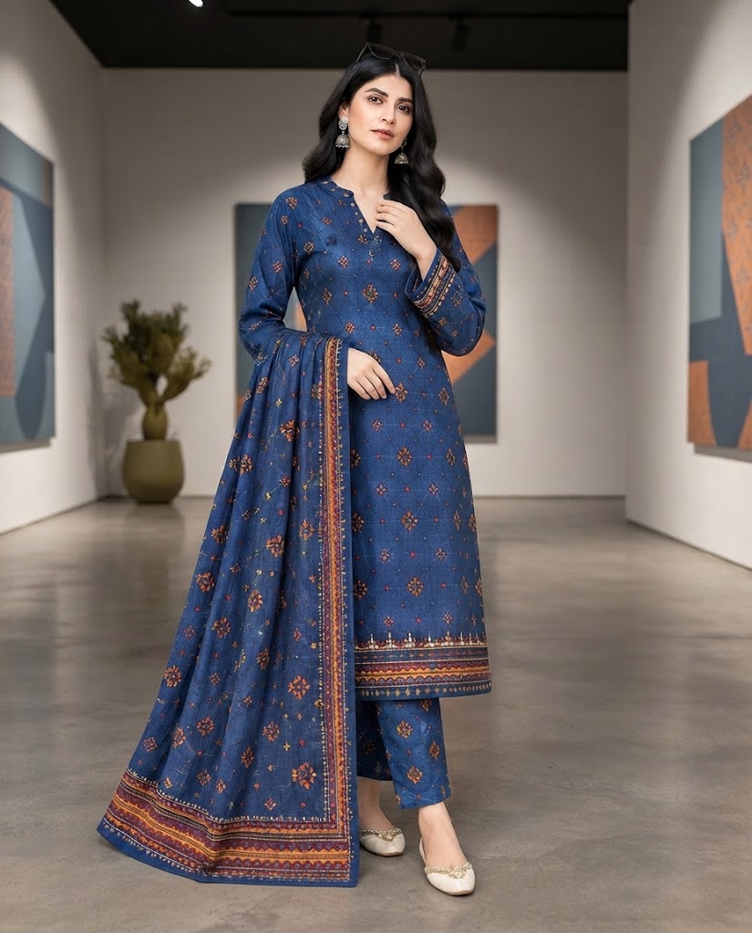 SALIM 3 Piece Printed Lawn Suit – Design 10 | Digital Printed Lawn
