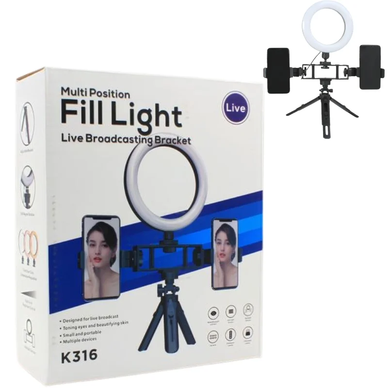 Multi Position Ring Light Dual Mobile Clip Ring Light, Live Broadcasting Bracket Fill Selfie Ring Light Phone Clamp Fill Lights Supplies Stabilizer Clip Phone Bracket view 2