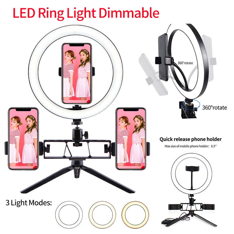 Multi Position Ring Light Dual Mobile Clip Ring Light, Live Broadcasting Bracket Fill Selfie Ring Light Phone Clamp Fill Lights Supplies Stabilizer Clip Phone Bracket view 3