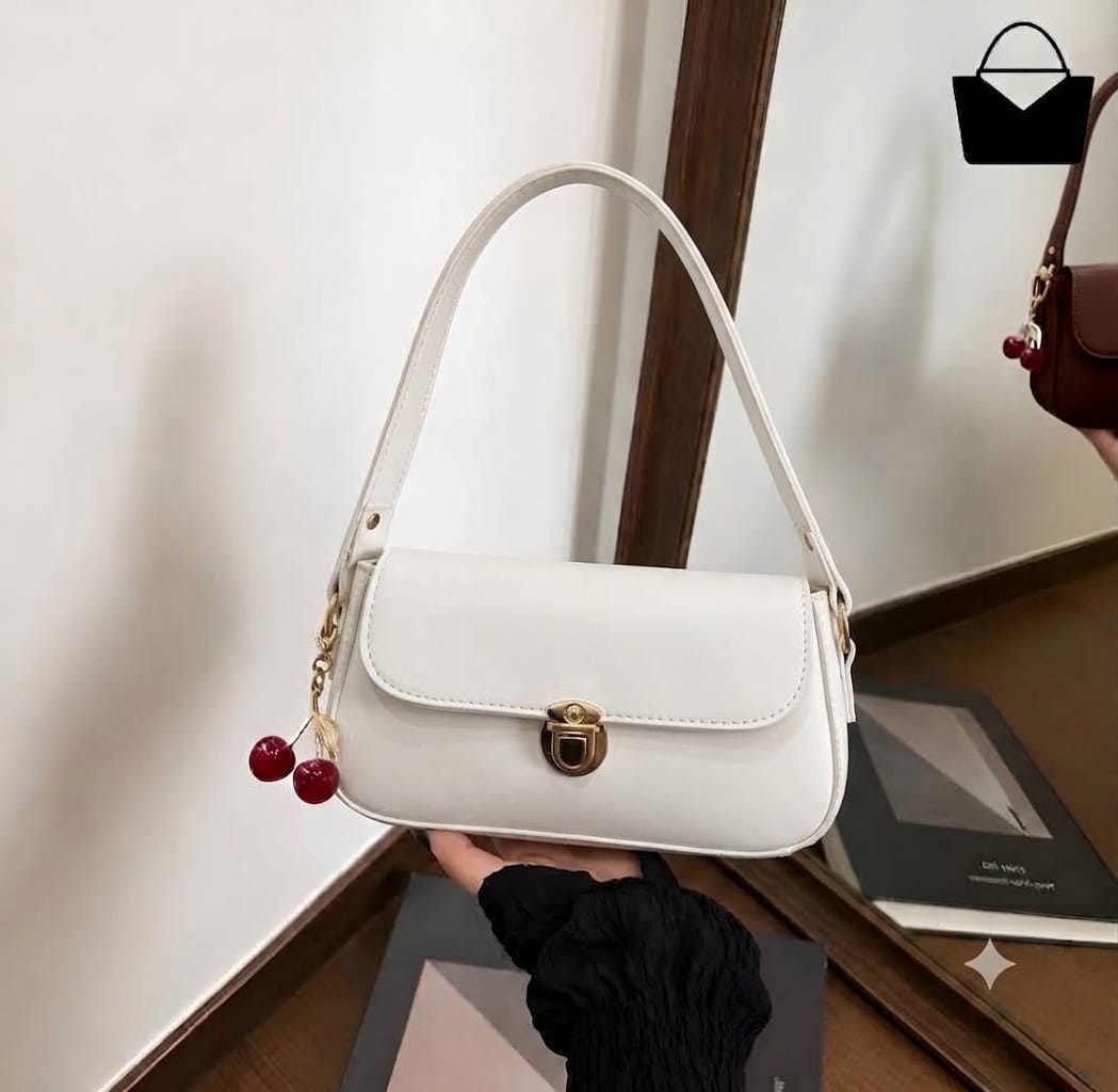 Elegant Ladies Handbag with Cherry Charm – Chic Shoulder Bag thumbnail 5