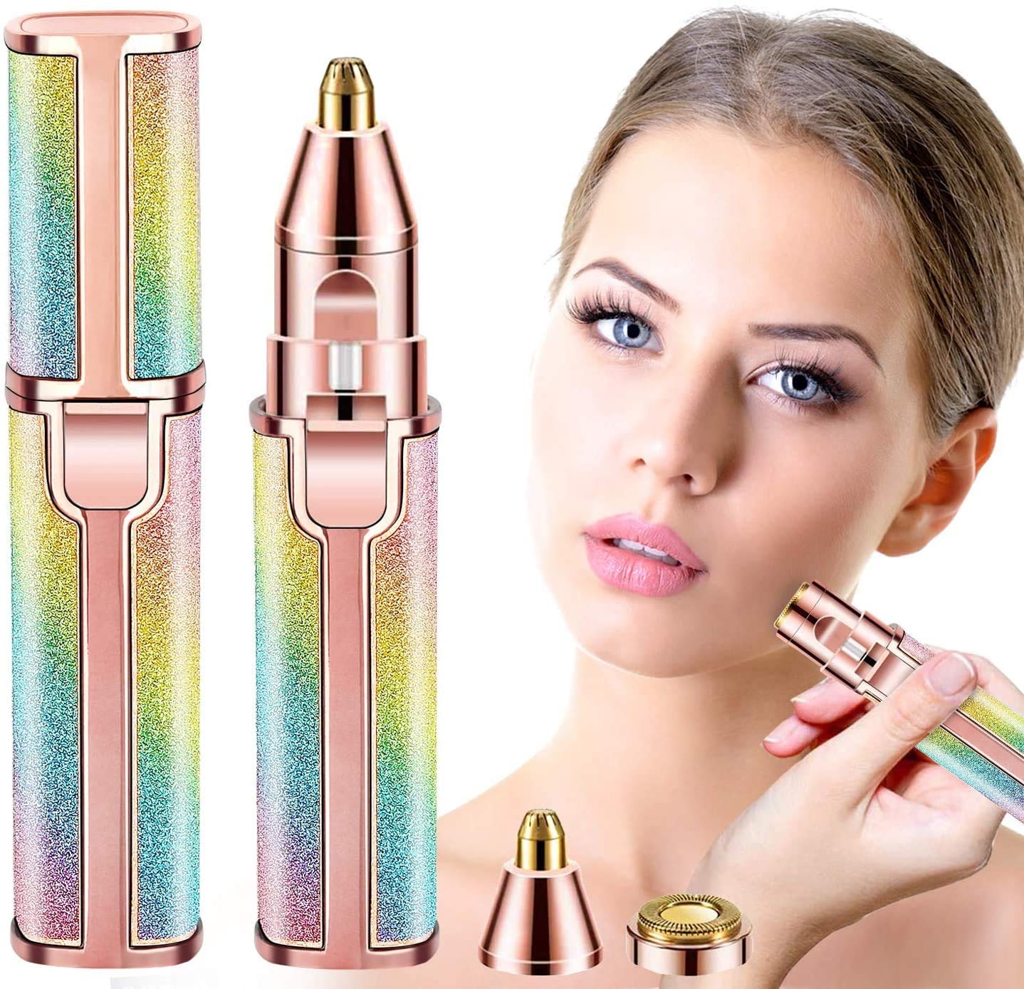 Rainbow Flawless & Painless Face Hair Remover single with cable view 2