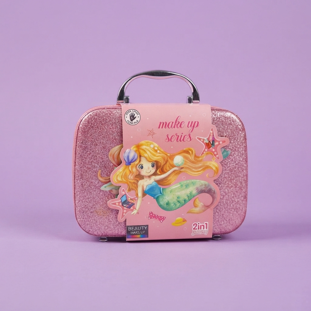 Mermaid 2-In-1 Makeup And Jewelry Case For Kids - Toy Accessory Designed For Makeup Storage And Daily Playtime Routine view 2