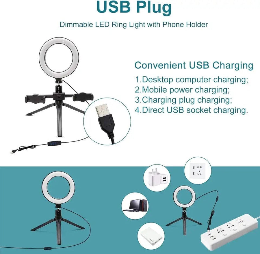 Multi Position Ring Light Dual Mobile Clip Ring Light, Live Broadcasting Bracket Fill Selfie Ring Light Phone Clamp Fill Lights Supplies Stabilizer Clip Phone Bracket view 4