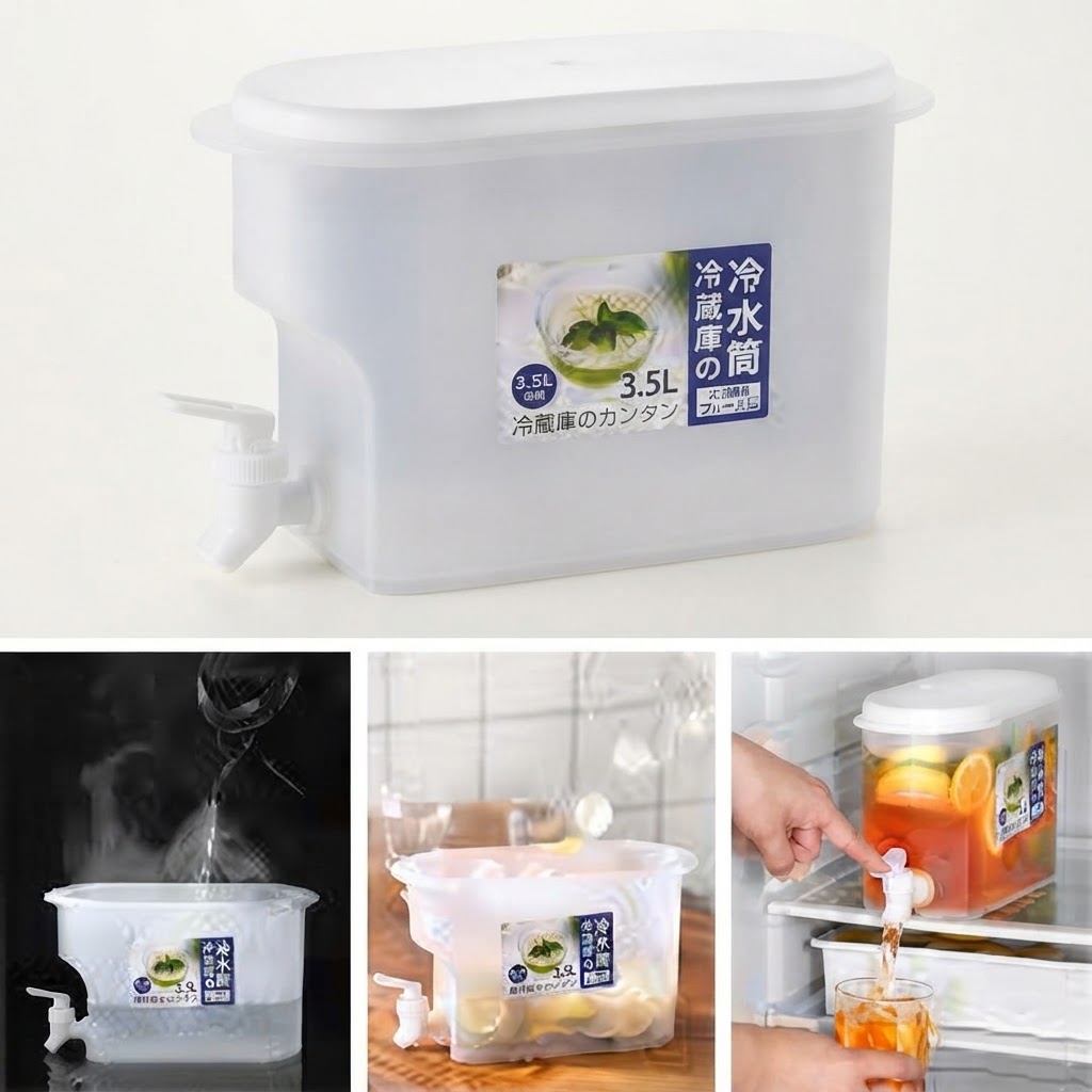 Refrigerator Beverage Dispenser – Tap Water & Juice Jug with Spigot 3.5L view 3