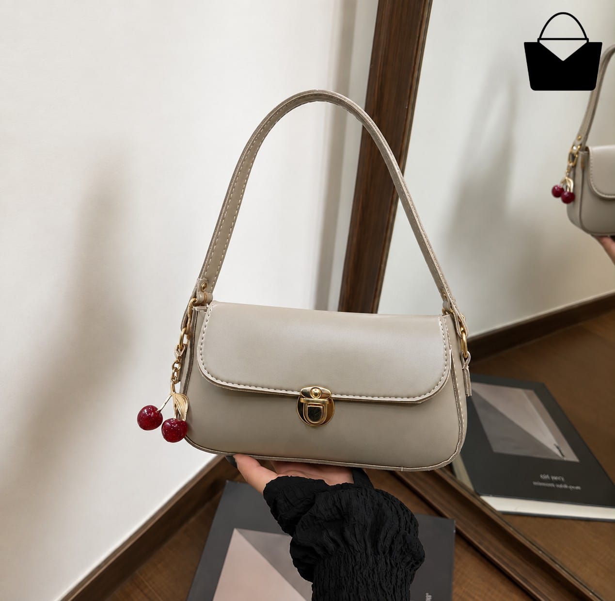 Elegant Ladies Handbag with Cherry Charm - Buy Online in Pakistan at Zenbu Store