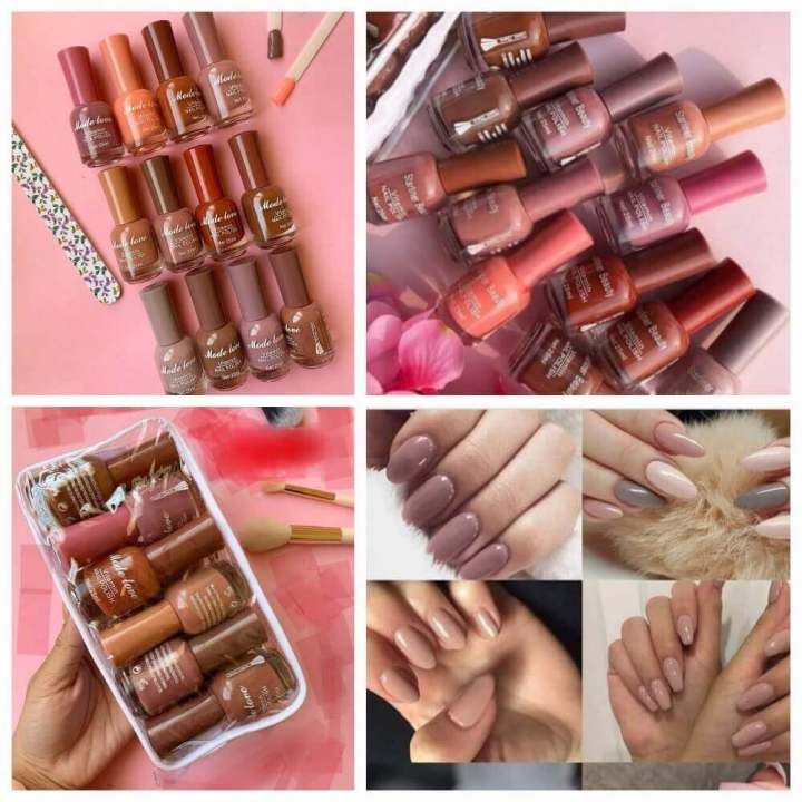 12 Pcs Nude Shades High Pigmented Big Size Nail Polish Set 20ml view 3