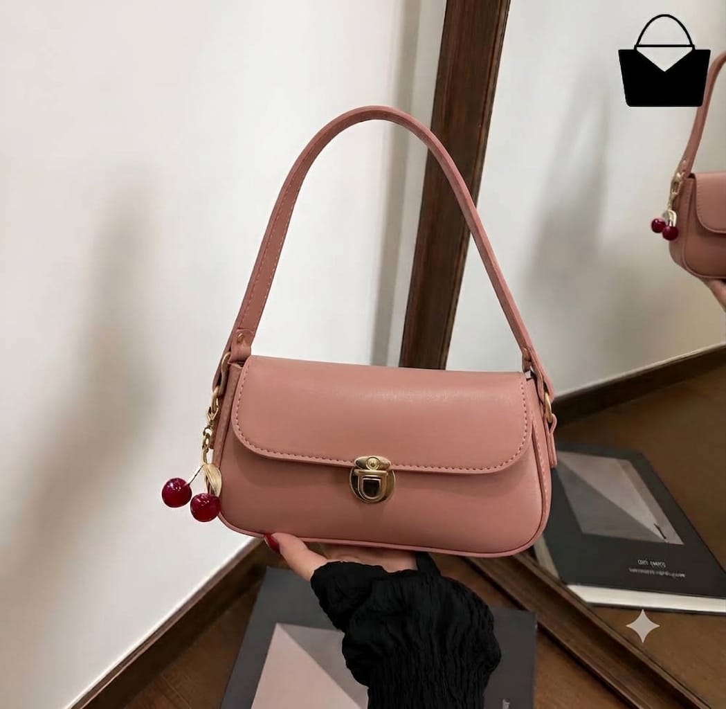 Elegant Ladies Handbag with Cherry Charm – Chic Shoulder Bag (5 Colors) view 3