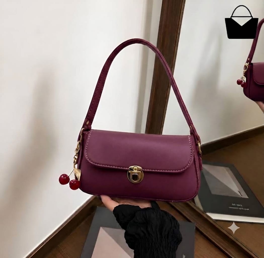 Elegant Ladies Handbag with Cherry Charm – Chic Shoulder Bag (5 Colors) view 2