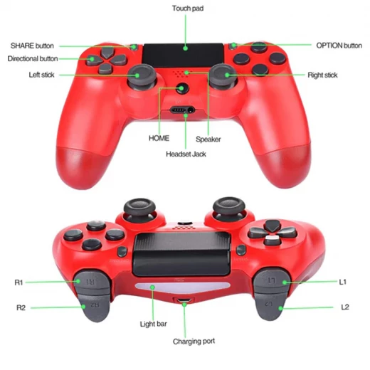 PS4 Wireless Controller Gamepad Doubleshock - Gaming Accessory Designed For Wireless Control And Daily Entertainment Routine - Red view 4