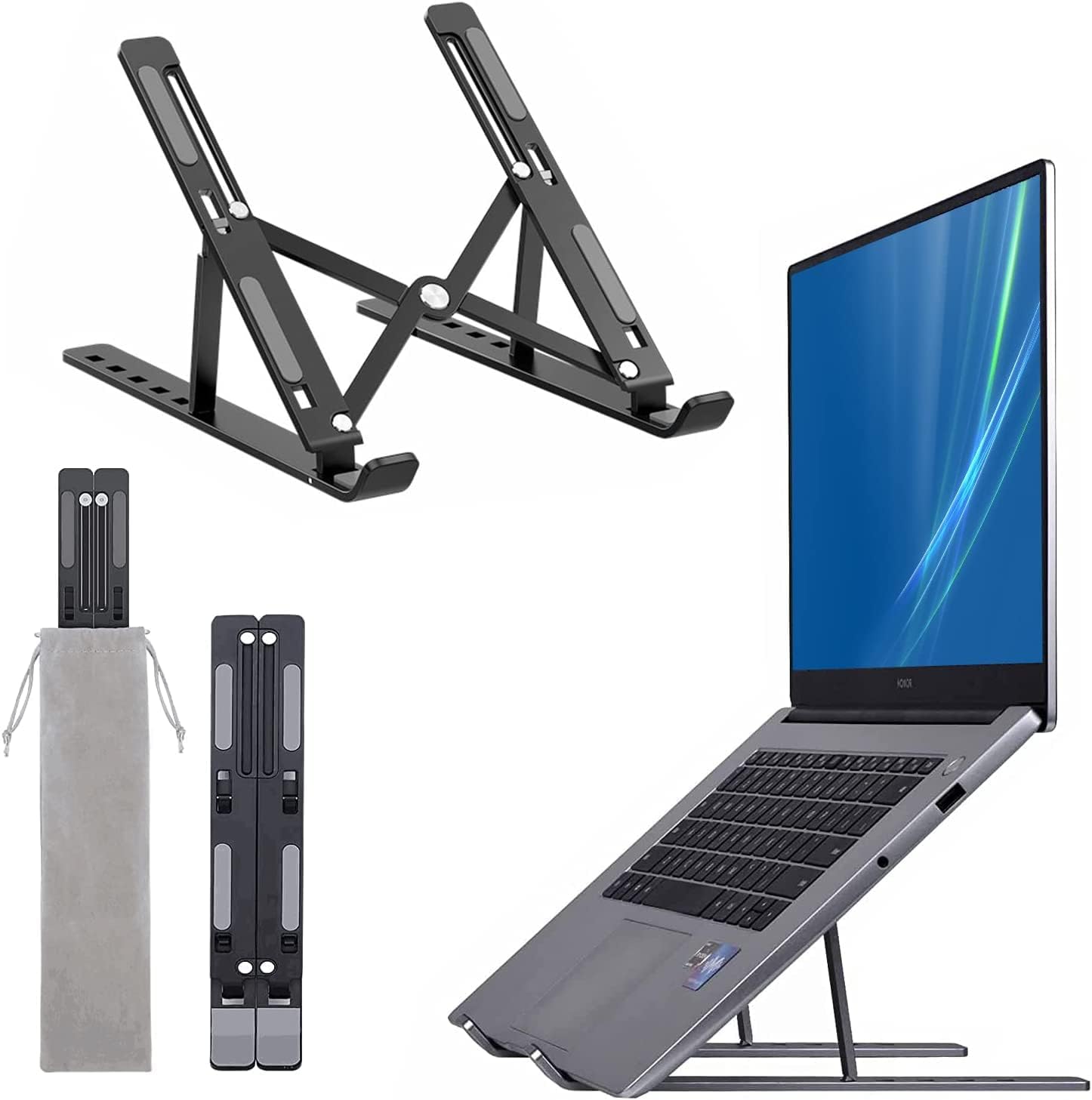 Portable & Foldable Aluminium Laptop Stand - Black view 4