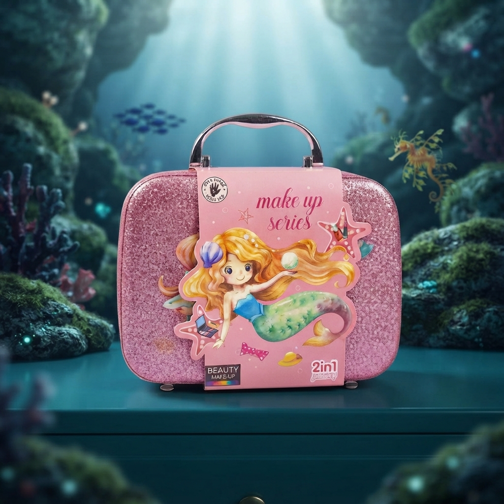 Mermaid 2-In-1 Makeup And Jewelry Case For Kids - Toy Accessory Designed For Makeup Storage And Daily Playtime Routine view 3