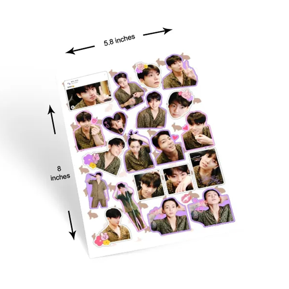JK Jeon Jung-kook Sticker Sheet - Stationery Accessory Designed For Creative Decorating And Daily Craft Routine - 5.8x8 inches thumbnail 3