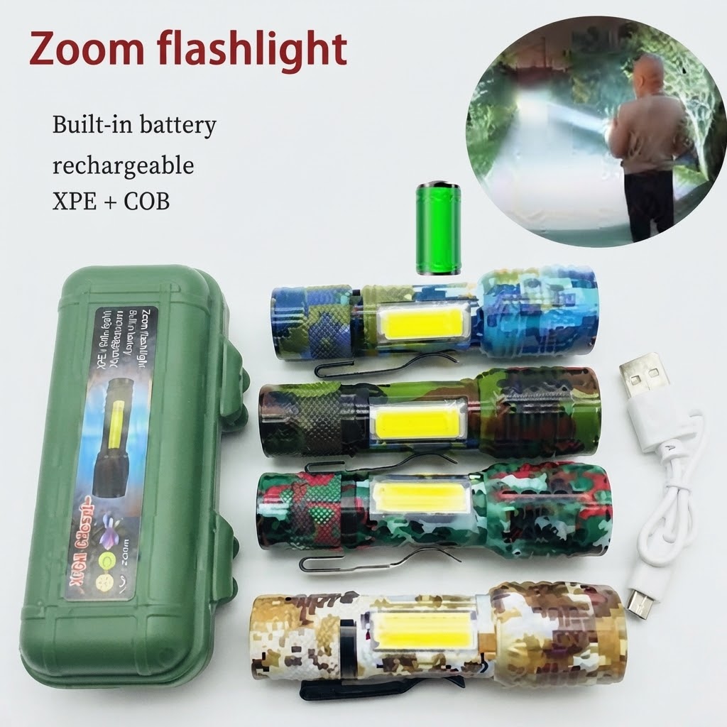 Portable XPE+COB LED Flashlight with Protective Case view 2