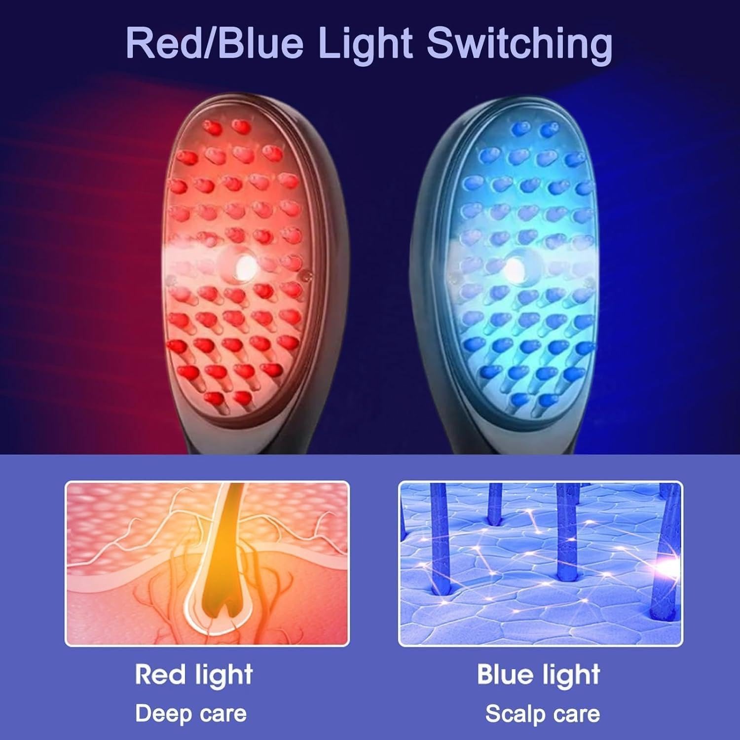 Electric 3D Scalp Massage Comb with Steam Spray & Red Blue Light Therapy - Haircare Accessory Designed For Scalp Massage view 3
