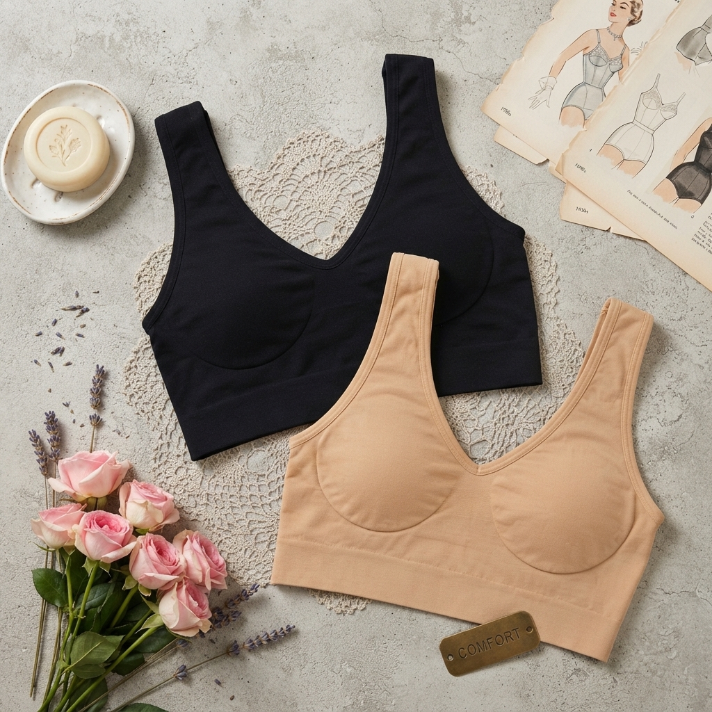 Women’s Seamless Comfort Air Bra – Non-Padded – 2 Piece Set (1 Black & 1 Skin) – Designed for Everyday Wear view 3