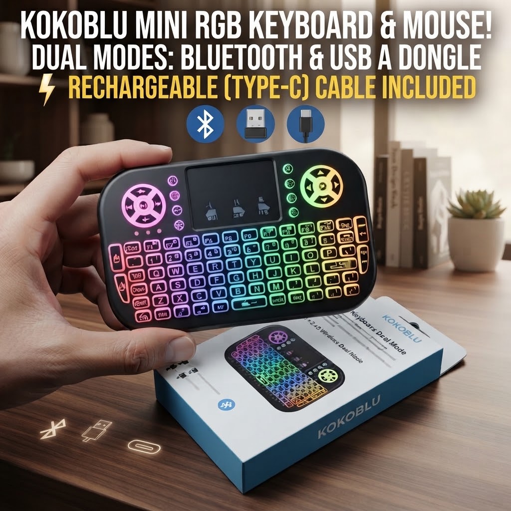 Mini Wireless Mobile PUBG Keyboard + bluetooth Touchpad 7 Color Backlit Light 2.4ghz Rechargeable with Nokia Bettery view 4