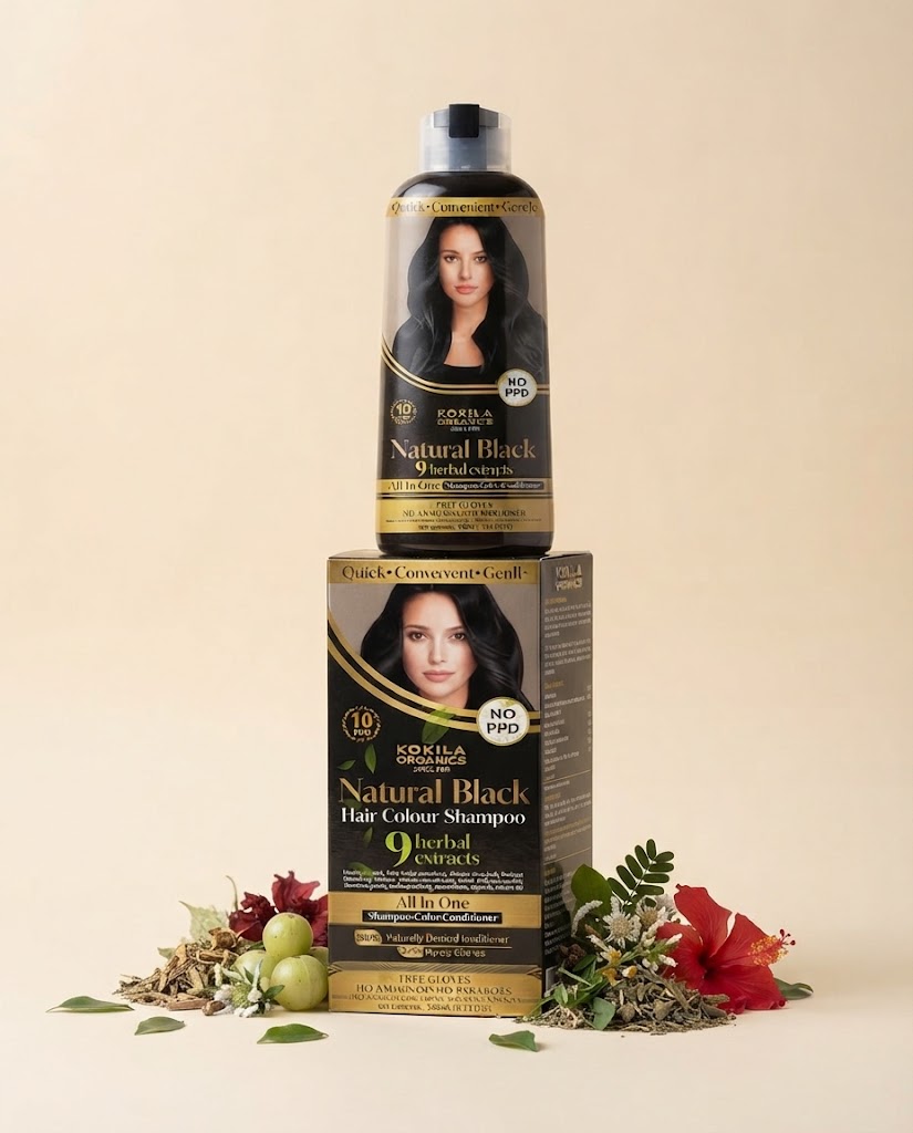 Kokila Organics Natural Black Hair Colour Shampoo 200ml – Instant Herbal Hair Dye view 2