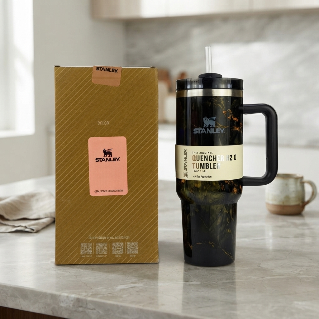 Stanley Quencher H2.0 FlowState Tumbler - Drinkware Accessory Designed For Liquid Hydration And Daily Travel Routine - Black Marble (1200ML)