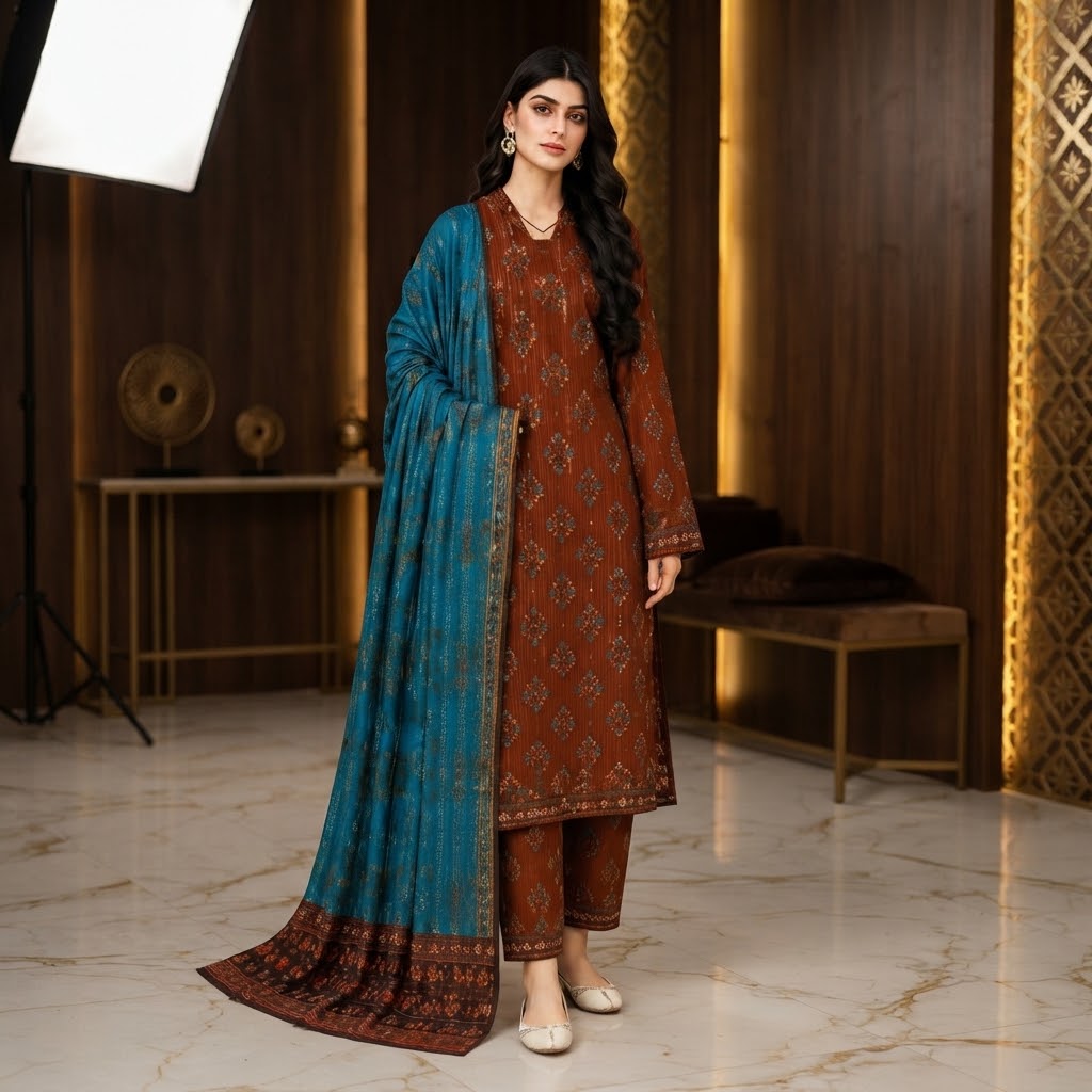 Salim Design 01 – 3 Piece Air Jet Premium Printed Lawn Suit view 2